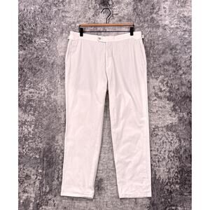 SUITSUPPLY Pants 34 x 27 Mens Brescia Side Adjuster Slim White Cotton